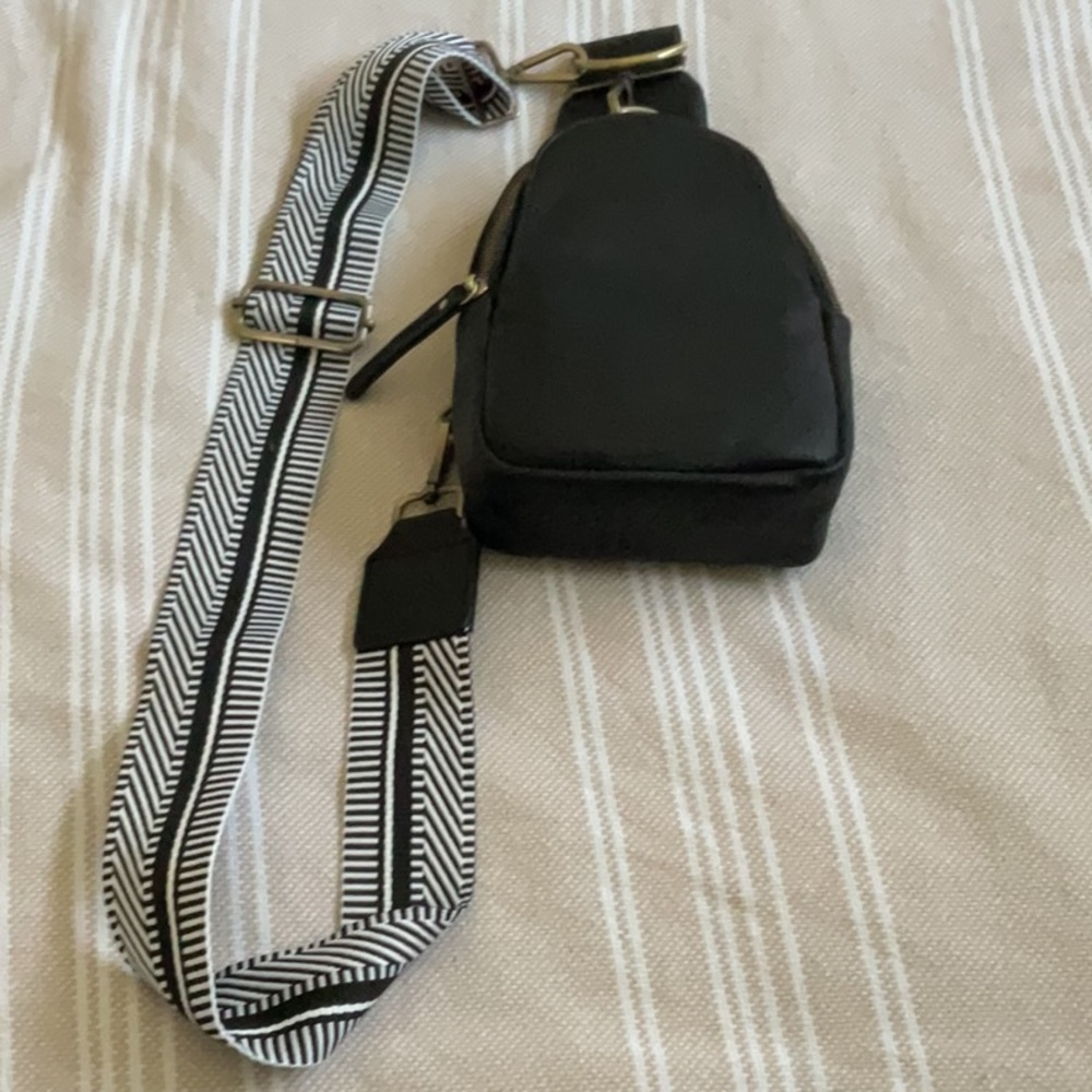 Brand new anthropology, black leather Crossbody bag
